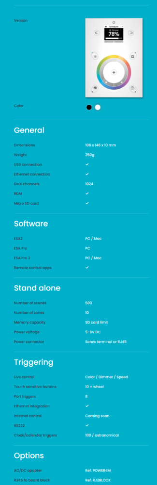 STICK-DE3 тъчскрийн контролер за управление на осветление със стъклен панел, за вграждане Nicolaudie Architectural | AVStore