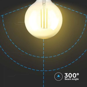 LED крушка 8W E27 G125 2200K филамент VT-2018D V-TAC | AVStore