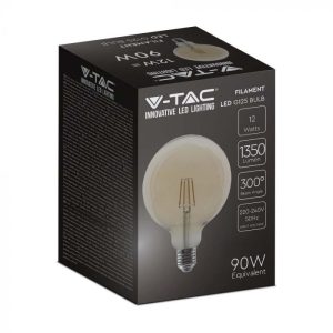 LED крушка 12W E27 G125 2200K филамент VT-2153 V-TAC | AVStore
