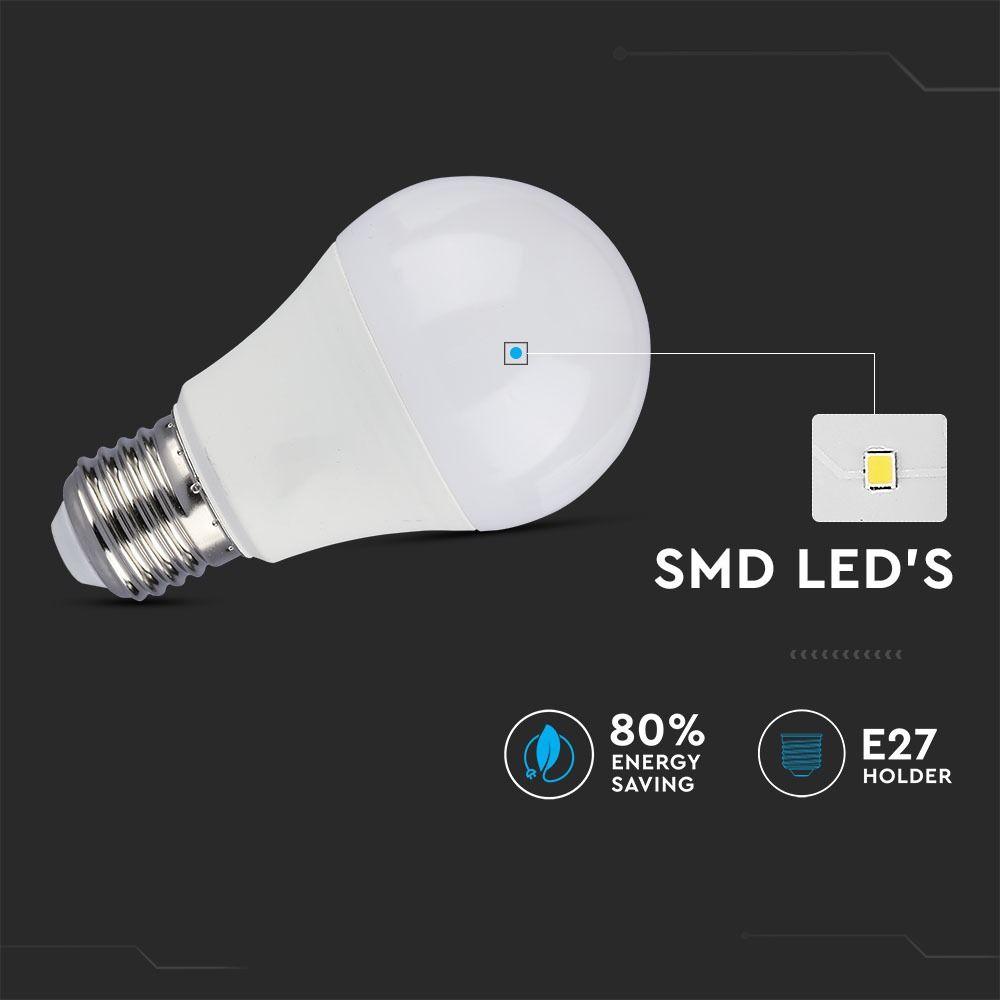 2762 LED крушка 9W E27 6400K микровълнов сензор VT-2219 V-TAC 2 LED крушка 9W E27 6400K микровълнов сензор VT-2219 V-TAC | AVStore