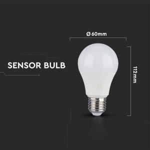 LED крушка 9W E27 6400K микровълнов сензор VT-2219 V-TAC | AVStore