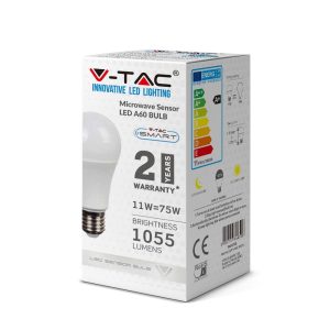 LED крушка 11W E27 6400K микровълнов сензор VT-2211 V-TAC | AVStore