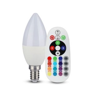 LED крушка с дистанцианно управление 3.5W E27 RGB+6400K VT-2224 V-TAC | AVStore
