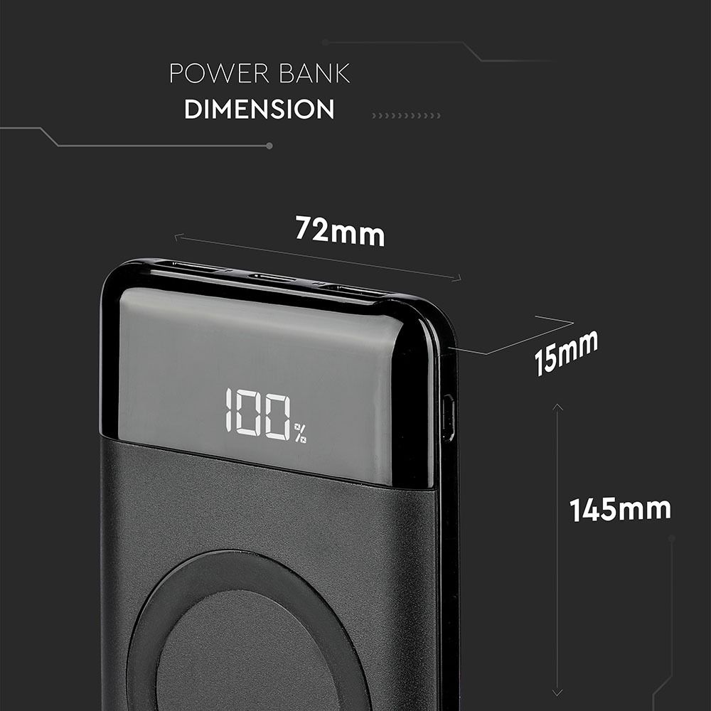 Външна батерия с безжично зареждане Power Bank USB C, microUSB 10000 mAh черна | 8905 | AVStore Външна батерия с безжично зареждане Power Bank USB C, microUSB 10000 mAh черна | AVStore