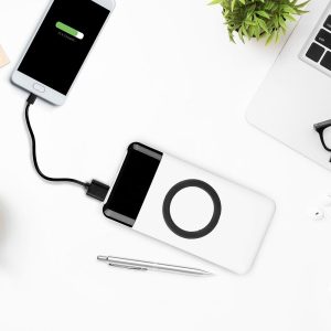 Външна батерия с безжично зареждане Power Bank USB C, microUSB 10000 mAh черна | AVStore