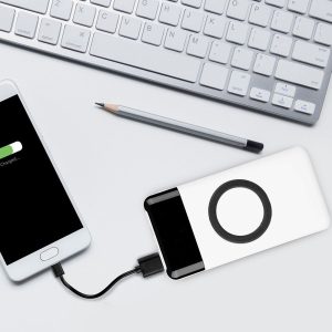 Външна батерия с безжично зареждане Power Bank USB C, microUSB 10000 mAh черна | AVStore