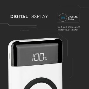 Външна батерия с безжично зареждане Power Bank USB C, microUSB 10000 mAh черна | AVStore