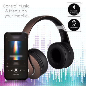 Bluetooth безжични регулируеми слушалки VT-6322 V-TAC кафяви | AVStore