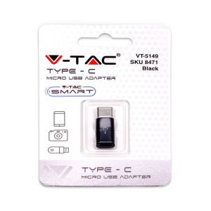 Адаптер MICRO USB към TYPE-C VT-5149 V-TAC черен | AVStore