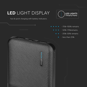 Външна батерия Power Bank, Micro USB 10000 mAh VT-3518 V-TAC черна | AVStore