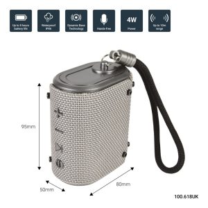 Водоустойчива Bluetooth преносима тонколонка AV:LINK Wave с вградена батерия, сива | Rotozoom