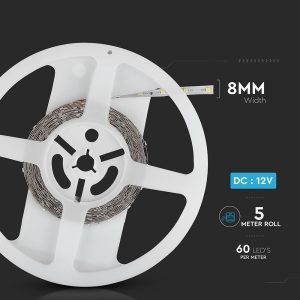 LED лента червена 3.6W/M IP20 12V VT-3528-60 V-TAC ролка 5 метра | AVStore