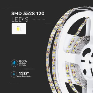 LED лента 7.2W/M 3000K IP20 12V VT-3528-120 V-TAC ролка 5 метра | Rotozoom
