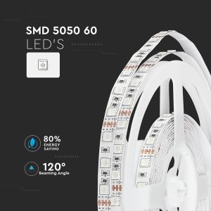 LED лента 10.8W/M RGB IP20 12V VT-5050-60 V-TAC ролка 5 метра | AVStore