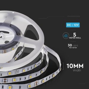 LED лента 4.8W/M 6000K IP20 12V VT-5050-30 V-TAC ролка 5 метра | AVStore