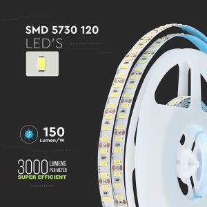LED лента 18W/M 6000K IP20 12V VT-5730-120 V-TAC ролка 5 метра | AVStore
