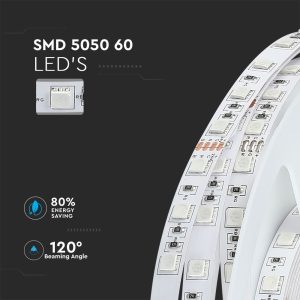 LED лента 9W/M 3000K IP20 24V VT-5050-60 V-TAC ролка 5 метра | AVStore
