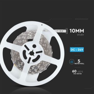LED лента 9W/M 3000K IP20 24V VT-5050-60 V-TAC ролка 5 метра | AVStore