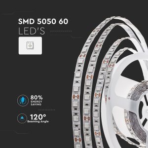 LED лента 10.8W/M RGB+3000K IP20 12V VT-5050-60 V-TAC ролка 5 метра | AVStore