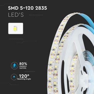 LED лента 12W/M 6500K IP20 12V Samsung чип VT-5-120 V-TAC ролка 5 метра | AVStore