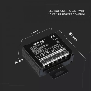 Контролер RF за RGB LED лента V-TAC 12V/24V 240/480W VT-2421 | AVStore