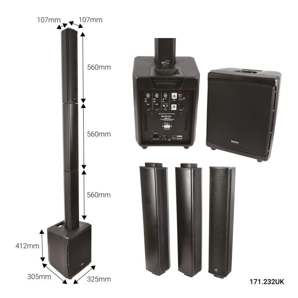171.232UK Neolith Portable Column Array – 4 Професионална активна аудио система Line-Array Citronic Neolith с вградена батерия | Rotozoom