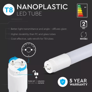 LED пура 60см. 10W 3000K T8 G13 Samsung VT-061 V-TAC | AVStore