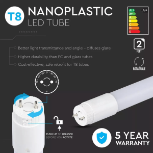 LED пура 60см. 10W 6400K T8 G13 Samsung VT-062 V-TAC | AVStore