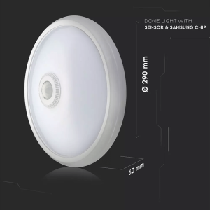 LED плафон със сензор 12W 6400K Ф290 Samsung кръгъл VT-13 V-TAC | AVStore