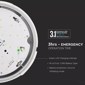 LED плафон със сензор и аварийно захранване 17W 4000K Ф320 Samsung кръгъл VT-19 V-TAC | Rotozoom