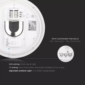Плафон с цокъл E27 със зензор Ф296 кръгъл VT-8002C V-TAC | AVStore