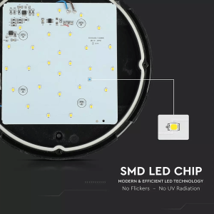 LED плафон черен 8W 3000K Ф180 кръгъл VT-8014 V-TAC | AVStore