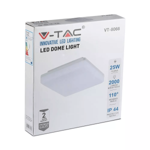LED плафон 25W 3000K квадратен VT-8066 V-TAC | AVStore