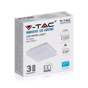LED плафон 15W 4000K Samsung квадратен VT-8033 V-TAC | AVStore