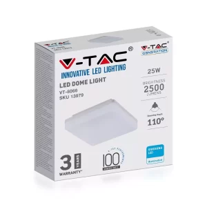 LED плафон 25W 6500K Samsung квадратен VT-8066 V-TAC | Rotozoom