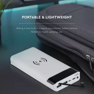 Външна батерия с безжично зареждане Power Bank USB C, Micro USB 20000 mAh VT-3508 V-TAC бяла | AVStore