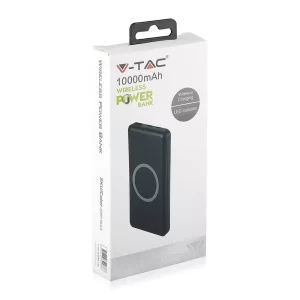 Външна батерия с безжично зареждане Power Bank USB C, microUSB 10000 mAh черна | AVStore