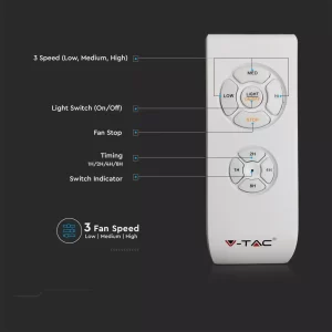 LED плафон с вентилатор 45W 3в1 Ф600 с дистанционно управление кръгъл сив VT-5022 V-TAC | AVStore