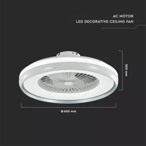 LED плафон с вентилатор 45W 3в1 Ф600 с дистанционно управление кръгъл сив VT-5022 V-TAC | AVStore