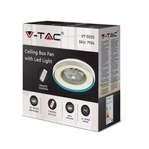 LED плафон с вентилатор 45W 3в1 с дистанционно управление кръгъл син VT-5022 V-TAC | Rotozoom
