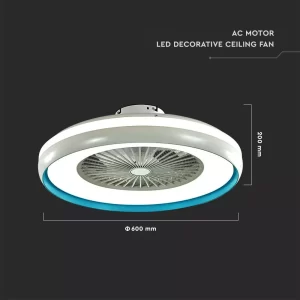 LED плафон с вентилатор 45W 3в1 с дистанционно управление кръгъл син VT-5022 V-TAC | Rotozoom