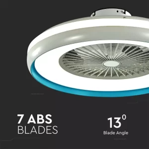 LED плафон с вентилатор 45W 3в1 с дистанционно управление кръгъл син VT-5022 V-TAC | Rotozoom