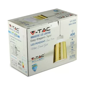 LED пендел акрил златен абажур 7W 4000K V-TAC VT-7333 | AVStore