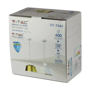 LED пендел акрил бял абажур 7W 4000K V-TAC VT-7444 | AVStore