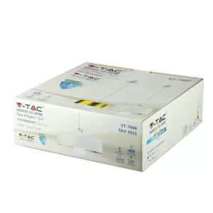 LED пендел акрил бял абажур 7W 4000K V-TAC VT-7666 | Rotozoom
