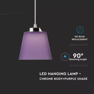 LED пендел хром лилав абажур 7W 4000K V-TAC VT-1036 | AVStore