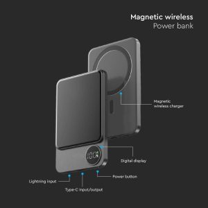 Външна батерия с безжично зареждане V-TAC 5000mAh Wireless Fast Charge 15W | AVStore