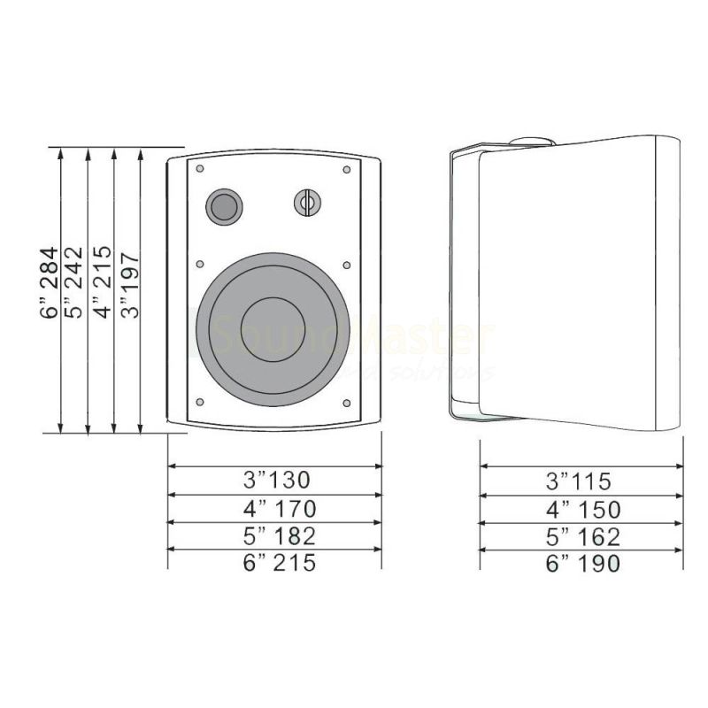 Euroshine WS-61S-B Пасивна тонколона 40W със 100V трансформатор – 2 Пасивна тонколона 60W инсталационна Euroshine WS-61-B 100V | Rotozoom