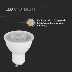 LED луничка 6W GU10 6500K Samsung чип VT-247D V-TAC | Rotozoom