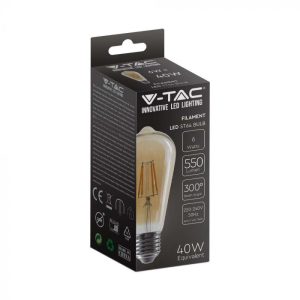 LED крушка 6W E27 2200K филамент VT-1966 V-TAC | AVStore